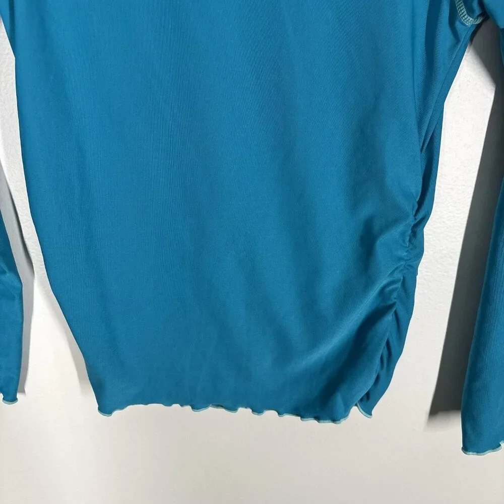 Coolibar Girls SZ M Blue Collared UPF 50+ Long Sleeve Rash Guard Shirt